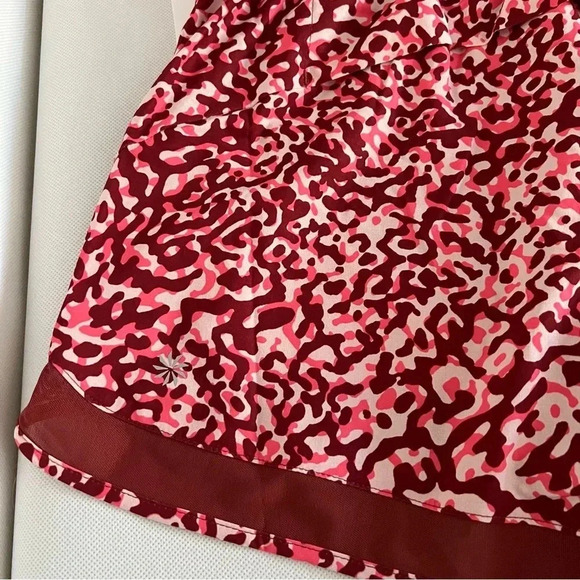 Athleta Shorts High Rise Mesh Racer Run Burgundy Leopard Built-In Liner 3" - Picture 7 of 15